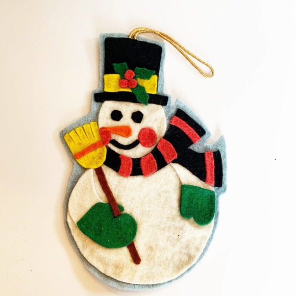 Vintage Felt Christmas Ornament Lot of 4 Gumball Machine Santa Tree Snowman E5 - Picture 7 of 7